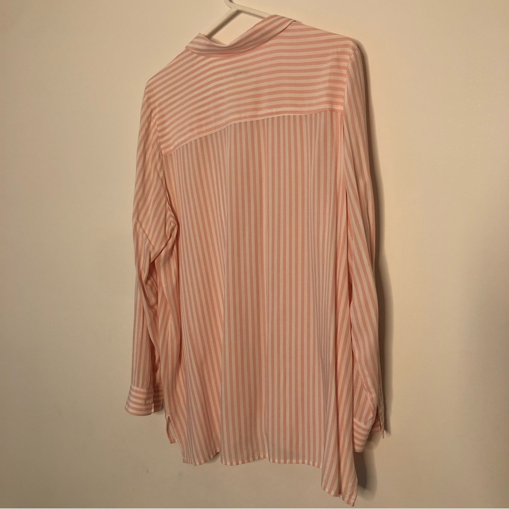 J Jill Pink and White Button Down Shirt Size Large Petite - Picture 6 of 10